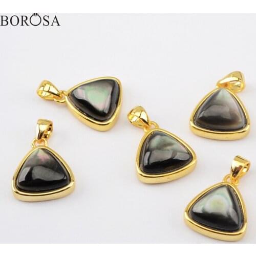 BOROSA New Triangle Natural Shell Pendant Geometric Charms for Women Neckalce in Gold Mother of Pearl Jewelry Findings WX1326