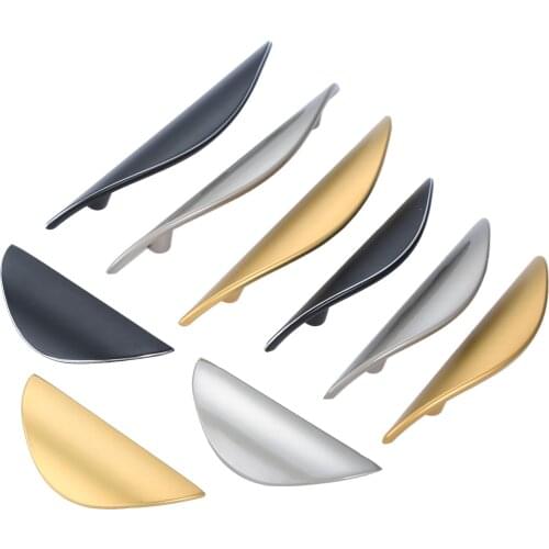 1set Modern Leaf Blade Pull Vane Handle Minimalist Knob Antique Brass Black Silver 32/64/96mm Decor Cupboard Drawer Door screws