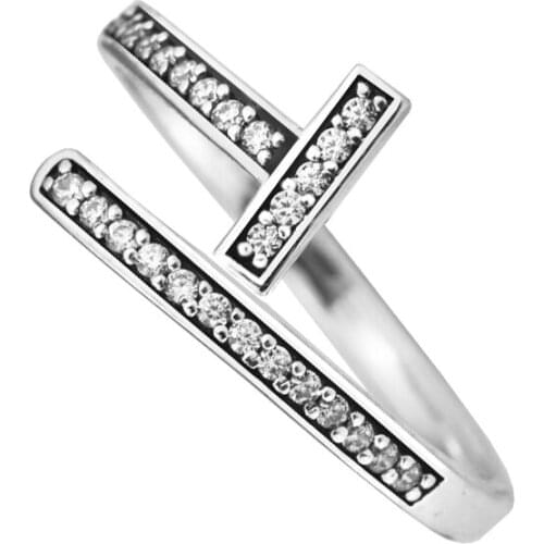 100% 925 Sterling Silver Jewelry Abstract Elegance Ring with Clear Cubic Zirconia Free Shipping