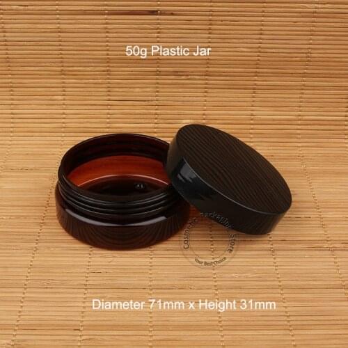 30pcs/Lot Promotion Plastic Empty 50g Facial Cream Jar Amber High Quality 50ml Black Cap Small Bottle Women Cosmetic Container
