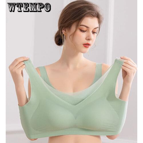 48 C D E Plus Size Sports Bra Women Seamless Push Up Bras Wireless Underwear Wide Straps Solid Large Breast Gather Bralette New