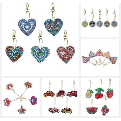 5D Diamond Painting DIY Heychain Diamond Bag Pendant Jewelry Mosaic Home Decoration Pattern Handmade Gift Mini 5pcs Keychain