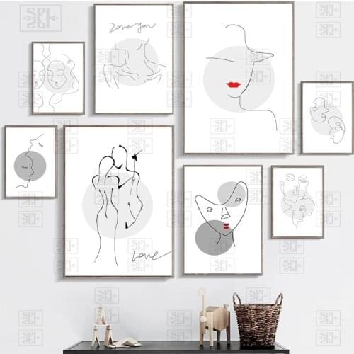 Abstract Black White Romantic Kiss Canvas Painting Quotes Wall Art Poster Print Fashion Picture Couples Lovers Room Home Decor