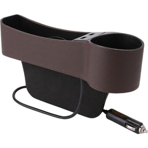 Car Seat Interval Organizer Storage Box with Dual USB Interface and Cup Holder Wholesale