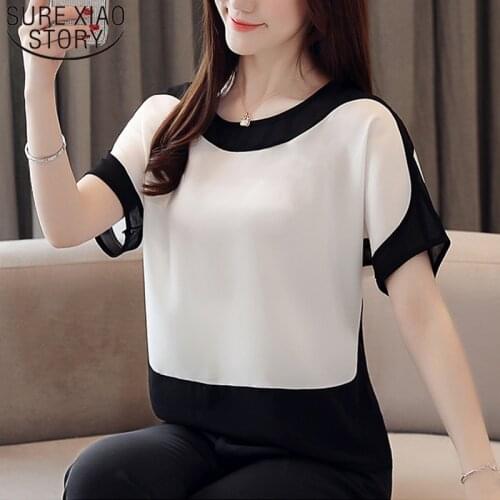 Fashion Women Blouses 2021 Plus Size Chiffon Blouse Women Shirts Short Sleeve Women Blouse Shirt Women Tops and Blouses 3397 50