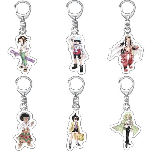 Anime Shaman King Keychain Yoh Asakura ANNA KYOYAMA Hao Asakura Hana Usui Horokeu Chocolove McDonell Acrylic Pendent Key Ring