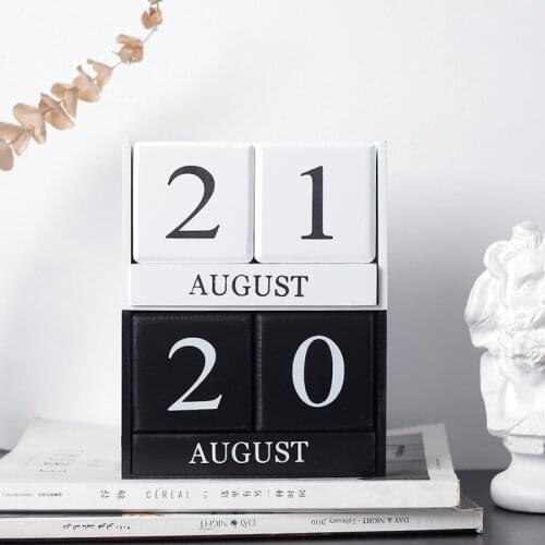 Wooden Desk Calendar Creative Home Decorations Detachable Black and White Living Room Bedroom Desktop Study Shop Bar Display