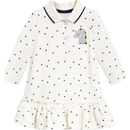 Kids Frocks 2021 New Autumn Baby Girls Clothes Brand Dress Toddler Cotton Dot Unicorn Peter Fan Dress for Kids 2-7 Years
