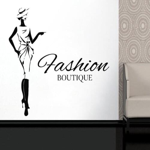 Elegance Lady Design Wall Murals Beauty Woman Fashion Boutique Window Decal Store Shop Fashion Murals DIY FS15