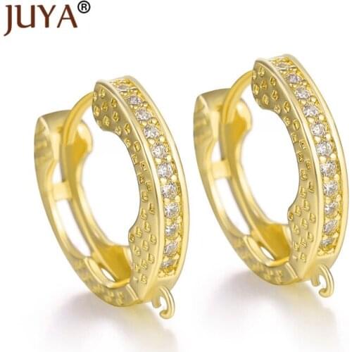 Supplies For Jewelry Wholesale Trendy Earring Findings Copper Inlaid Zircon Hoop Earrings Clasps Accessories For Women