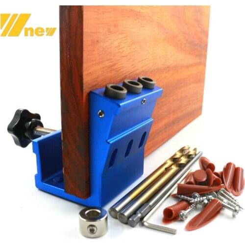 Woodworking Pocket Hole Puncher Doweling Jig Kit Drilling Guide Set W/ Drill Bits Puncher Locator Carpentry Tools