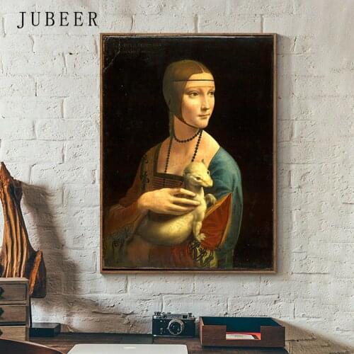 Da Vinci Oil Painting Lady With An Ermine Wall Art Picture The Virgin and Child with St. Anne Vintage Poster Wall art Canvas