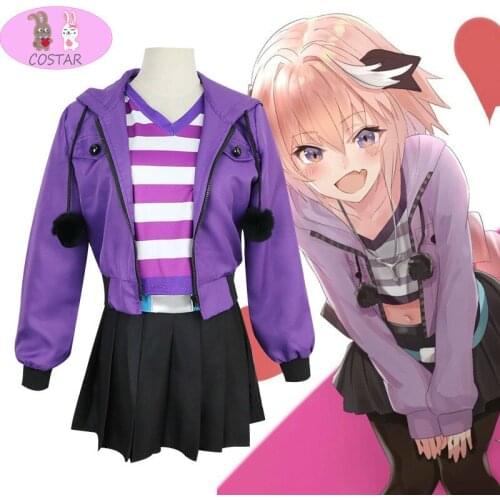 COSTAR Hot Anime Fate Astolfo Cosplay Costume Set Jacket/skirt/belt/T-shirt/headwear/socks Women Girl Halloween Dress Up
