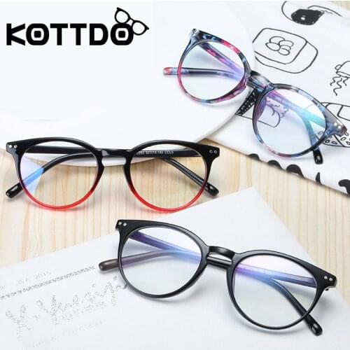 KOTTDO Retro Round Computer Clear Glasses Frame Women Vintage Ultra-light Prescription EyeGlasses Frames for Men Eyewear Glasses