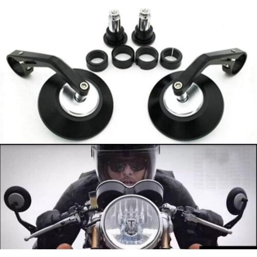 Round Motorcycle Rear View Mirrors Motorbike Handle Bar End Rear View Mirrors For Harley Cafe Racer CNC Crusier 13-14MM 17-19MM
