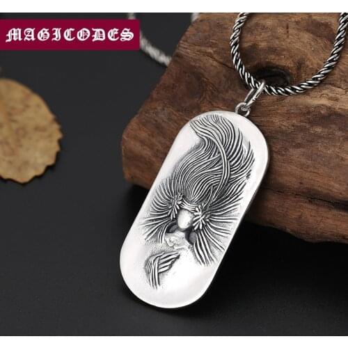 Letter Pendant 100% 925 Sterling Silver fine Jewelry Men Women Creative tag Peacock king Necklace Pendant collier femme 2018 P35