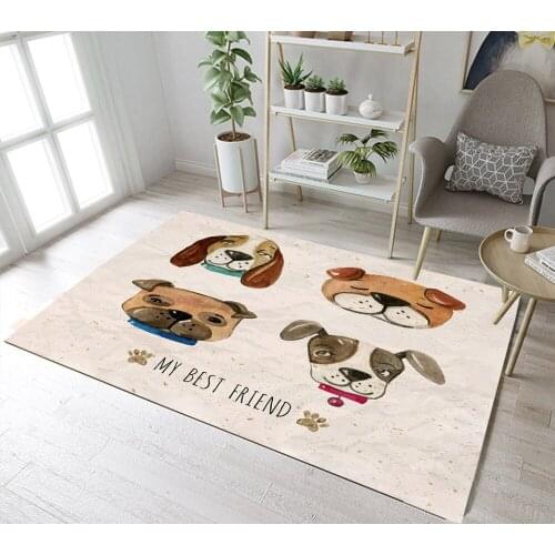 My Best Friend Dogs Cartoon Dog Indoor Childrens Room Floor Carpets Mat Living Room Cushion Kitchen Bathroom Area Non-Slip Rugs
