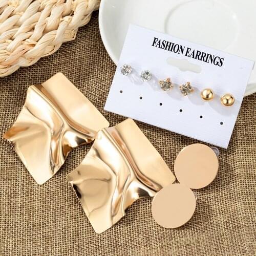 X&P New Womens Earrings Set Stud Earrings For Women Bohemian Fashion Vintage Jewelry 2021 Geometric Crystal Earings Punk