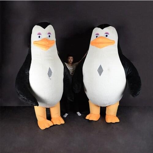 Lion Penguins of Madagascar Inflatable Costumes Halloween Cosplay Mascot Costume for Adults Men Women Party Blow Up Plush Dress