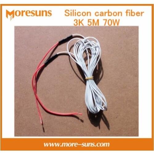 Free Ship 5pcs Silicon carbon fiber 3K 5M 70W Carbon fiber Equipment defrost heating wire/incubator electric heating plate