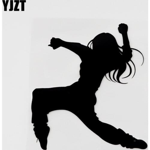 YJZT 11.8CMX13.5CM Fun Dancing Girl Street Dance Decal Vinyl Car Sticker Black/Silver 8A-0799