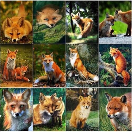 Wall Art Cross Stitch Embroidery Animal Diamond Mosaic Fox Picture Of Rhinestone Diamond Paintings Spring Full Square Handicraft