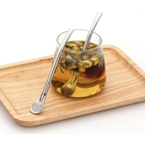 Stainless Steel Drinking Straw Reusable Straws Metal Straws Stainless Steel Straw Wine Bar Spoon Tea Filter Drink Spoon Tea Tool