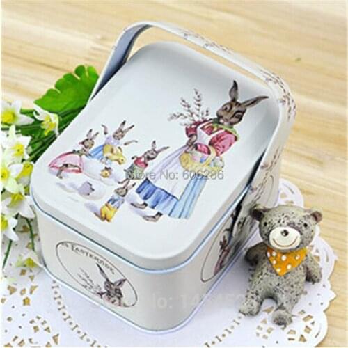 New!!! 50pcs/lot Easter rabbit collection hand Metal Tin Box,magic square Storage Case organize Boxes,Tin Case Cartridge