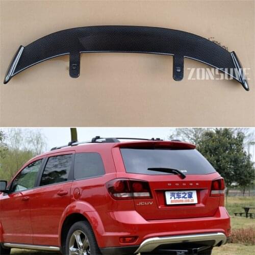Use For 2016-2020 Dodge Jcuv Journey Spoiler ABS Plastic Carbon Fiber Look Hatchback SUV Roof Rear Wing Body Kit Accessories
