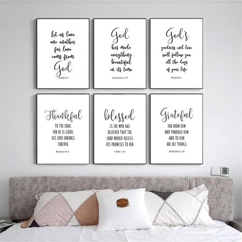 Bible Verse Typography Christian Wall Art Canvas Painting Scripture God Quote Posters And Prints Pictures Living Room Home Decor