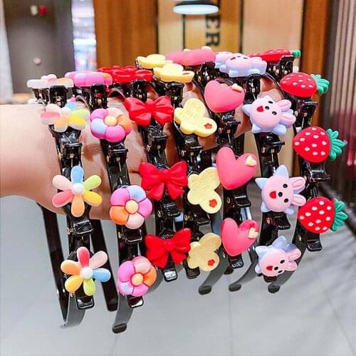 Girls Flower Hairband Bezel With Hair Clips Cute Cartoon Fruit Hairbands Hair Band Hoops Children Kids Gifts Hair Accessorie