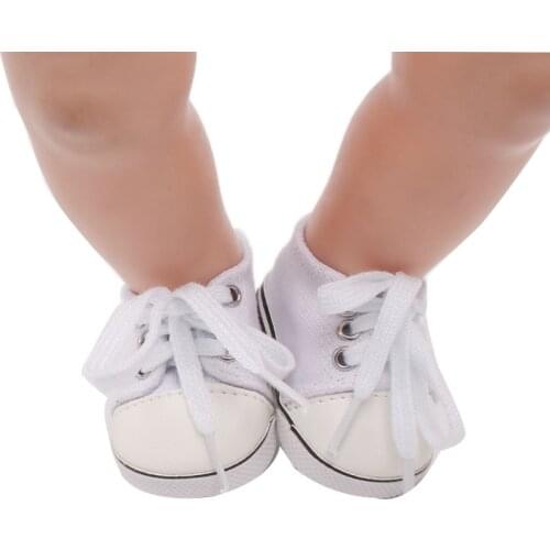 Simple and casual white canvas shoes sneakers suitable for 43 cm baby dolls accessories as a gift for childrens dolls g26