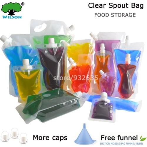 20 PCS Clear Spout Bag PET/ PE Bag Liquid Pack Out door Folding Water,Beverage,Squeeze pouch Spout Pouch Free Shipping