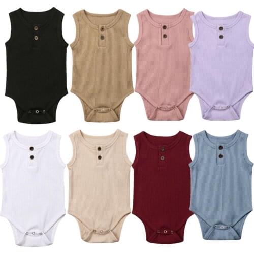 Pudcoco Bodysuit Brand Cute Newborn Baby Boy Girl Cotton Leotard Solid Sleeveless Outfit Casual Clothes Button