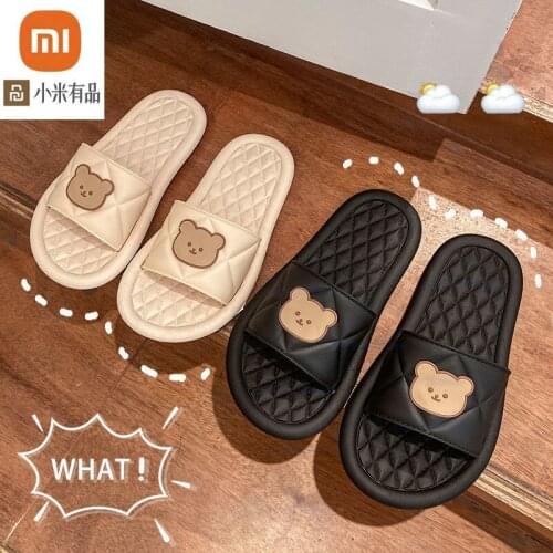 Xiaomi Men Women Couples Flat Slippers Summer Flip Flops Sandals Household Casual Bath Slip On Slides Soft Cute Bear