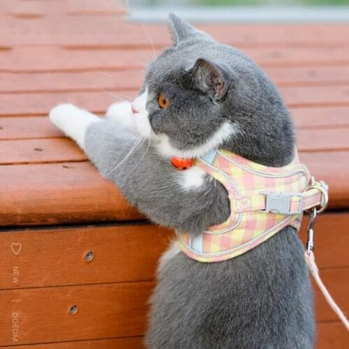 Plaid Cat Harnesses for Cats Reflective Pet Harness and Leash Set Katten Kitty Products for Puppy dog cat Accessories
