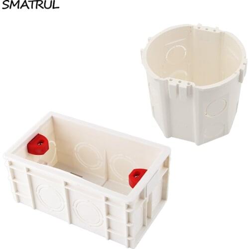 SMATRUL EU US Standard Wall Round Mounting Dark Box Internal Cassette Wiring Box For Light Switch Socket Electrical Accessories