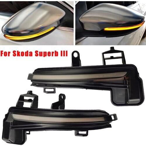 2PCS / LOT Dynamic Side Wing LED Turn Signal Blinker For Skoda Superb B8 MK3 III 3V A7 2016 2017 2018 2019 Mirror Flasher Light