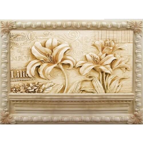 European-style flower jade carving sandstone relief mural wall bathroom 3d wallpaper living style wallpaper