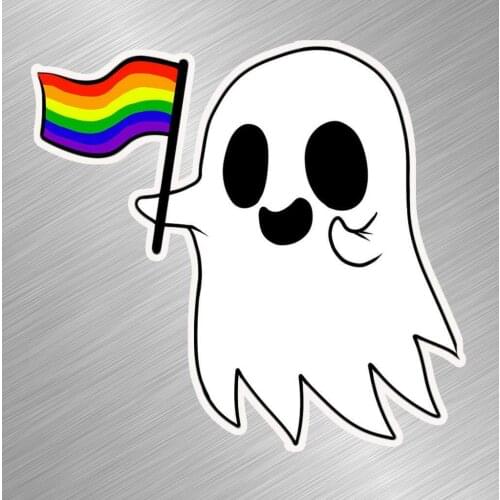 Ghost Flag Vinyl Decal Sticker Car Cellphone Gay Pride Rainbow Business Windshield Bumper Tuning Laptop Trunk Fridge KK Vinyl