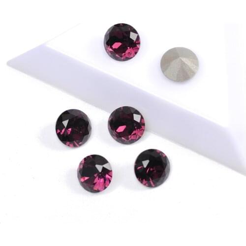 YANRUO 1357 Brilliant Cut Amethyst Color 21pcs 15pcs 3D Glass Crystal Nails Art Rhinestone Pointback Glass Nail Art Decorations