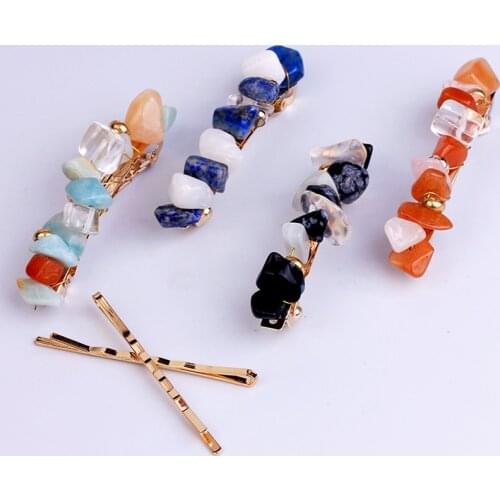3Pcs Lot Fashion Natural Stone Hair Pins Hand Made Hair Clips Barrettes Head Accessories For Women