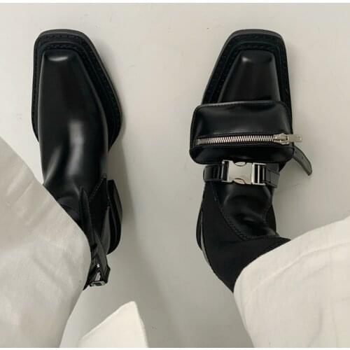 2020 New Fashion Zipper Ankle Boots Women Handmade Black Leather Runway Shoes Women Botas Mujer High Quality Zapatos De Mujer