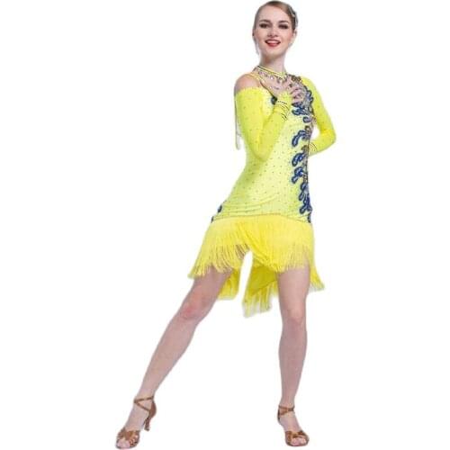 L-17229 Hot Selling High Quality Tassel Latin Dance Dress Custom Size High-end Fringe Latin Dance Costumes For Women