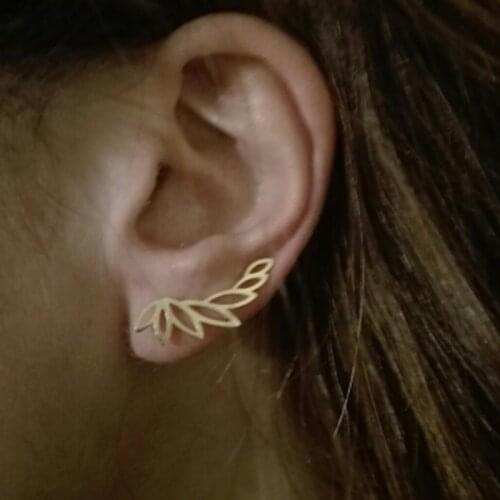 SMJEL Fashion Luxury Leaves Earrings Ear Climbers Women Bohemian Wedding Jewelry Asymmetry Earrings Jackets Accessories mujer