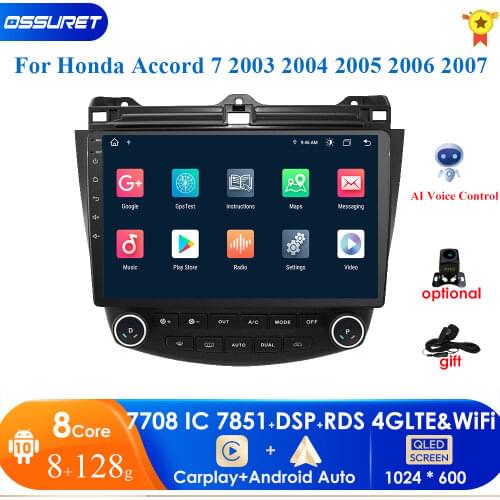 10.1" Android 10 Car Stereo for Honda Accord 2003-2007 GPS Navi Wifi Radio New autoradio multimedia head unit BT Mirror link USB