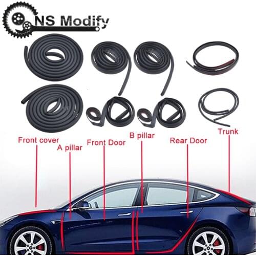 10Pcs Front /Rear Door Truck AB Pillar Soundproof Rubber Weather Seal Strip Noise Reduction Door Seal Kit For Tesla Model 3