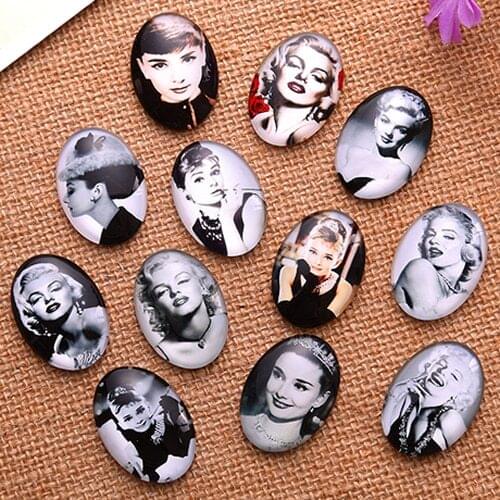 18x25mm Cartoo Girl Oval Glass Cabochon Dome Jewelry Finding Fashion Summer Cameo Pendant Settings 20pcs/lot K04800