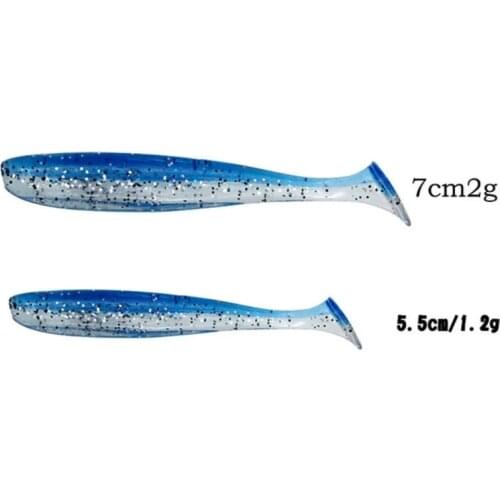 4@# 10Pcs Soft Lure 7cm Rubber Fishing Lure Shad Swimbaits Silicone Bait Soft Bait Lure For Perch Pike Fishing Line 15cm