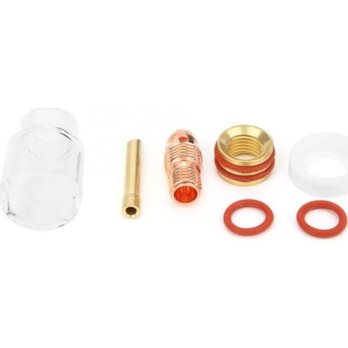 7Pcs 1.6/2.4/3.2mm Tungsten Pin TIG Collet Welding Torch Gas Lens Glass Cup Kit For TIG-9/20 Argon Arc Welding Torch Accessories